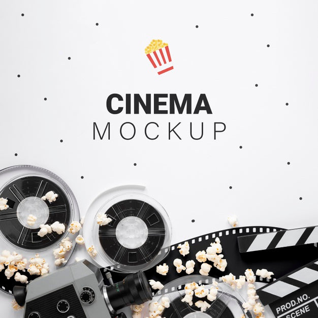 Top View Vintage Cinema Mockup Psd