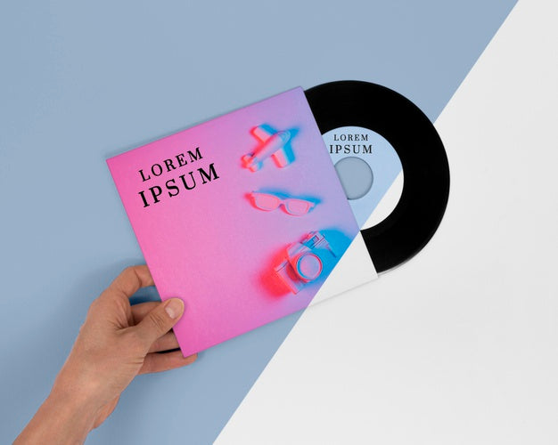 Top View Vinyl Records Mock-Up Arrangement Psd