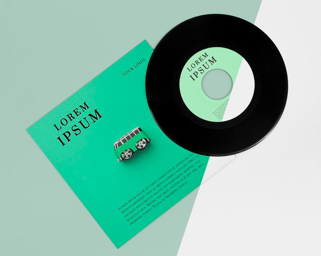 Top View Vinyl Records Mock-Up Arrangement Psd