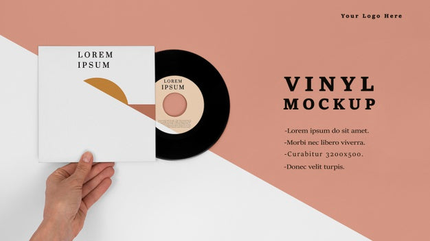 Top View Vinyl Records Mock-Up Arrangement Psd