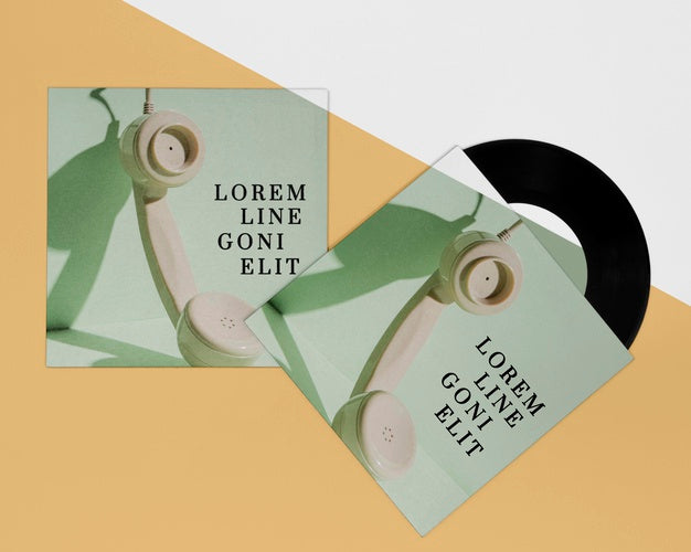 Top View Vinyl Records Mock-Up Composition Psd