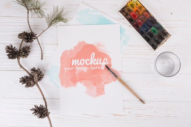 Top View Watercolor Painting Psd