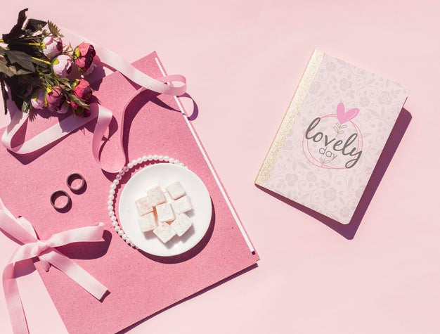 Top View Wedding Ideas With Wedding Journal Psd