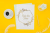 Top View Wedding Invitation Mock-Up On Yellow Background Psd