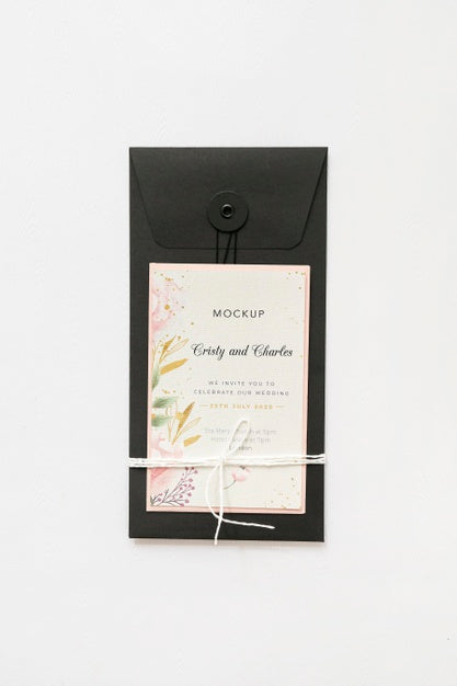 Top View Wedding Invitation With Mock-Up Psd