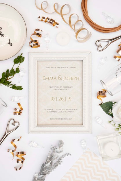 Top View Wedding Objects Psd