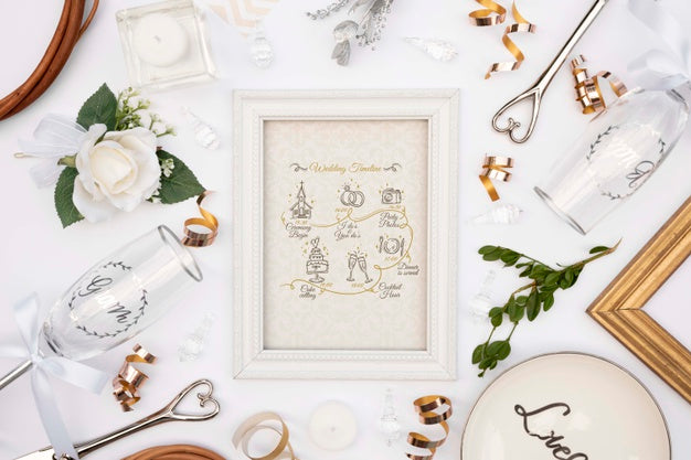 Top View Wedding Table Arrangement Psd