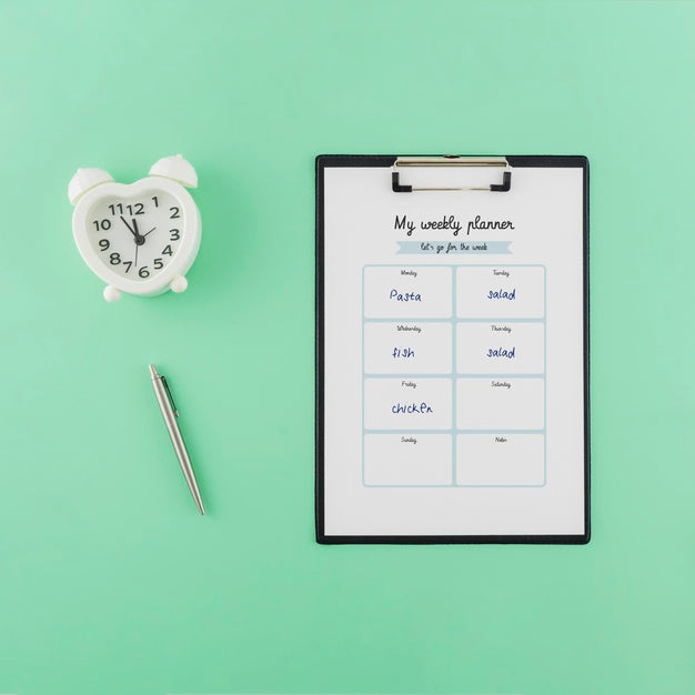 Top View Weekly Planner With Mock-Up Psd