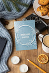 Top View Winter Hygge Arrangement With Card Mock-Up Psd
