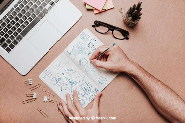 Top View Workspace Mockup With Book Psd