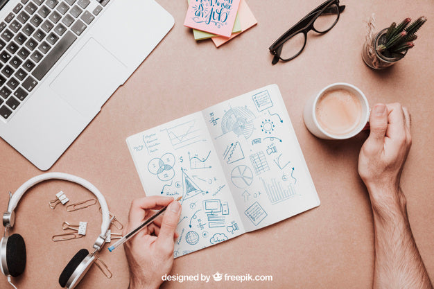 Top View Workspace Mockup With Coffee Psd