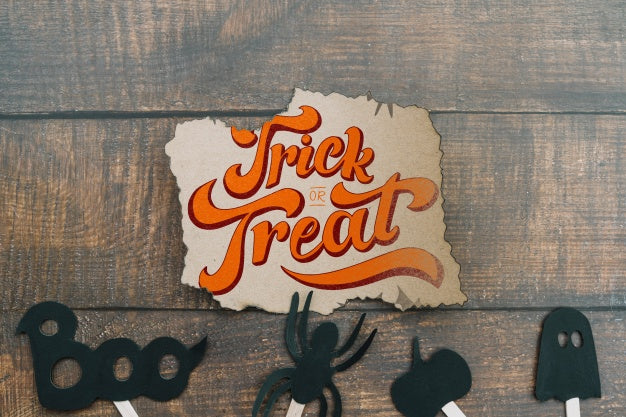 Torn Paper Mockup With Halloween Concept And Elements On Bottom Psd