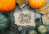 Torn Paper Mockup With Halloween Concept And Various Pumpkins Psd