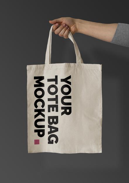 Tote Bag On Black Mockup Psd