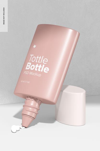 Tottle Bottle Mockup, Opened Psd