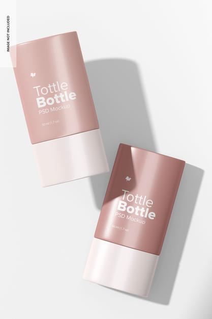 Tottle Bottles Mockup, Falling Psd