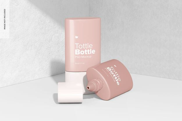 Tottle Bottles Mockup, Opened And Closed Psd