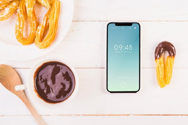 Traditional Spanish Food Mockup With Smartphone Psd