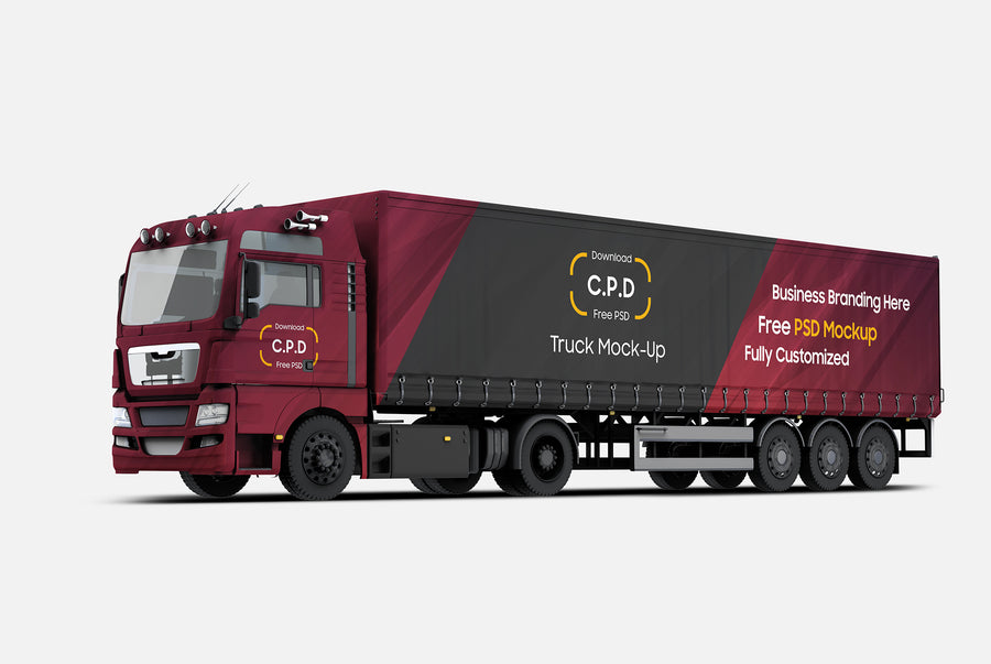 Trailer Truck Mockup Psd – 4 Mockups [Psd]
