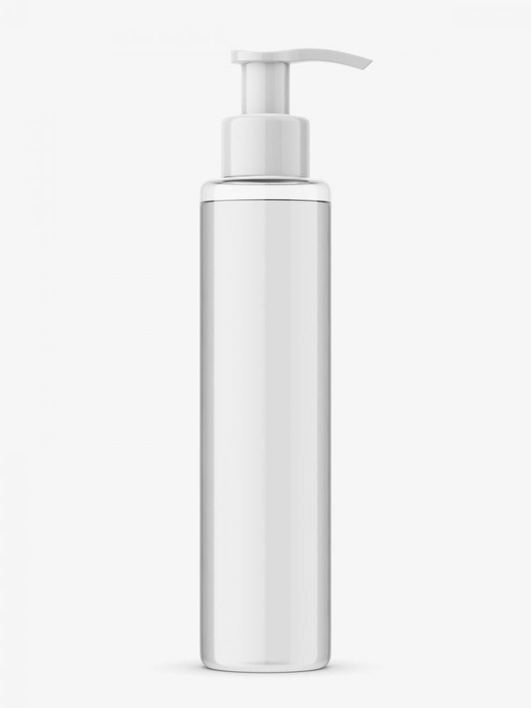 Transparent Bottle With Pump Mockup