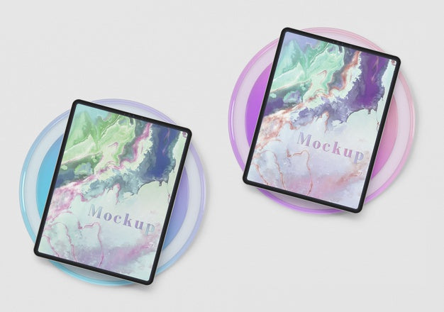 Transparent Glass Circle Shape With Tablets Psd