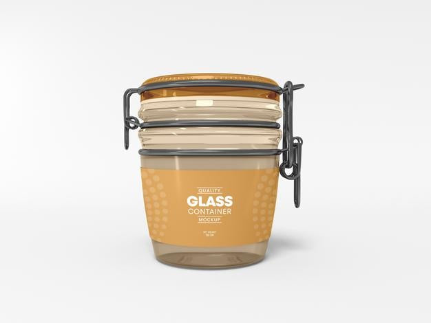 Transparent Glass Container Packaging Mockup Psd