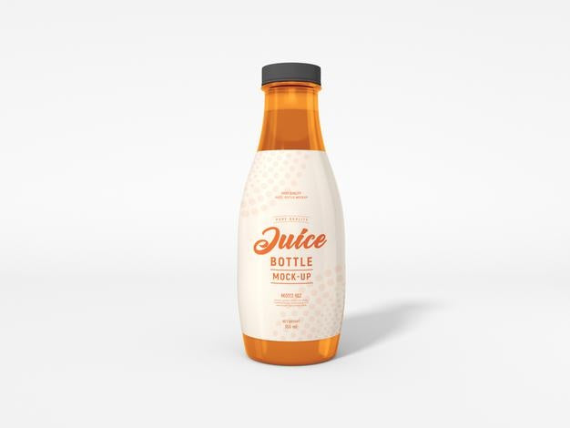 Transparent Glass Juice Bottle Packaging Mockup Psd