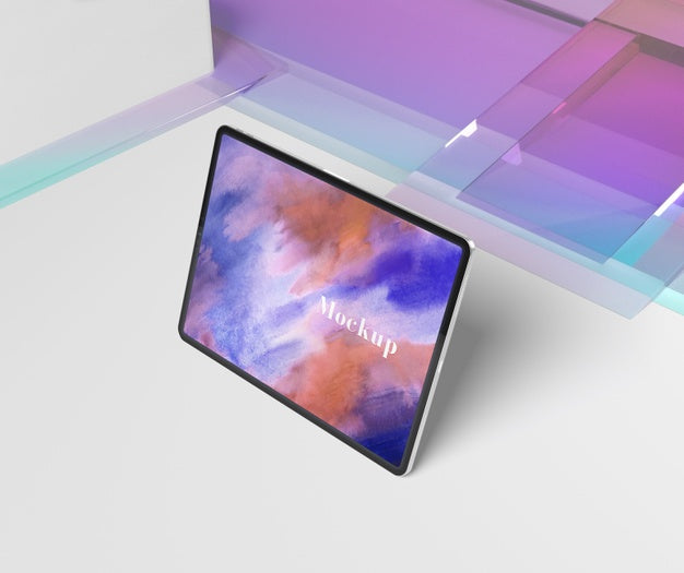 Transparent Glass Shape With Tablet Psd