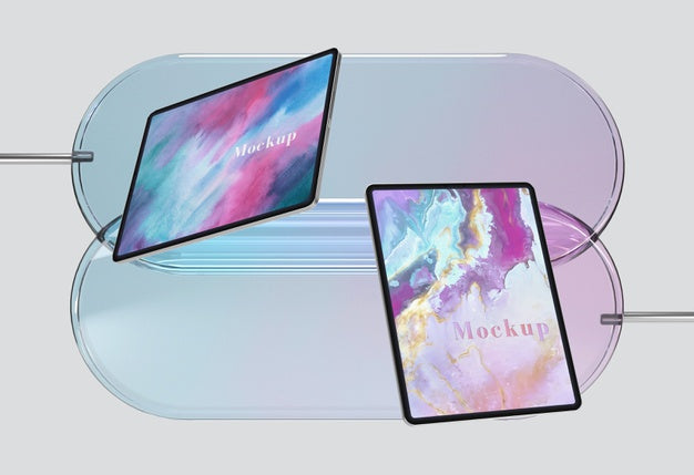 Transparent Glass Support With Tablets Psd