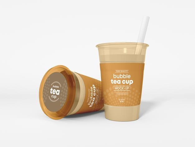 Transparent Plastic Bubble Tea Cup With Straw Mockup Psd