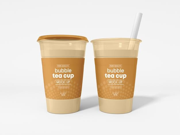 Transparent Plastic Bubble Tea Cup With Straw Mockup Psd