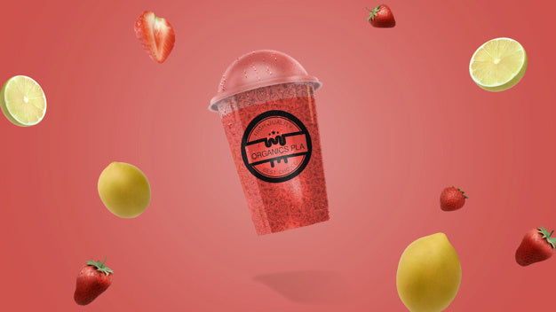 Transparent Smoothie Glass Mockup Psd