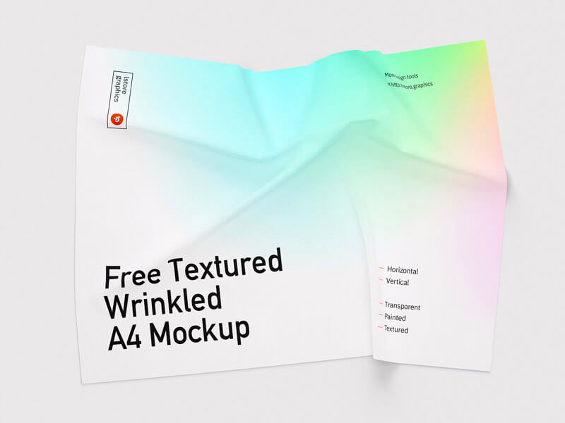 Transparent Wrinkled A4 Mockup