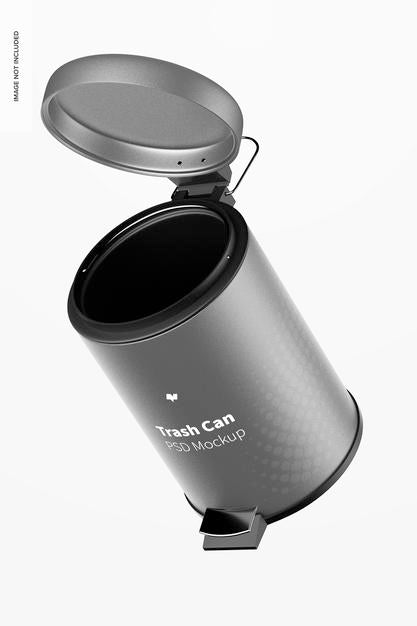 Trash Can With Foot Pedal Mockup, Floating Psd