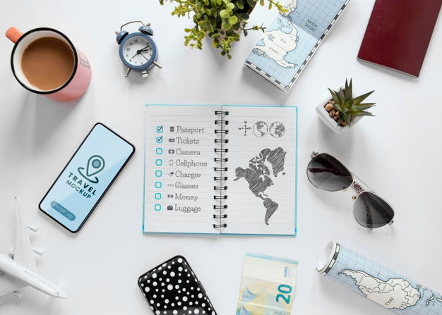 Travel Concept With Phone Mockup Psd