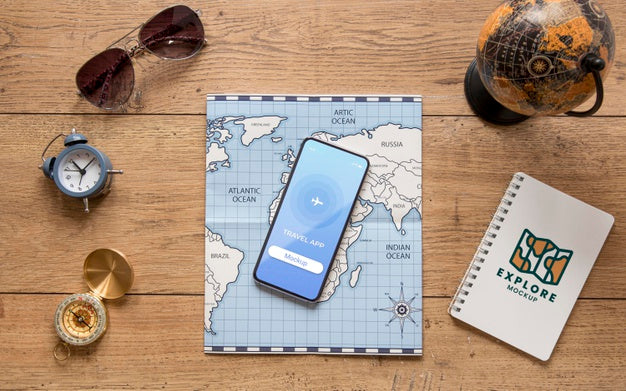 Travel Concept With Phone Mockup Psd