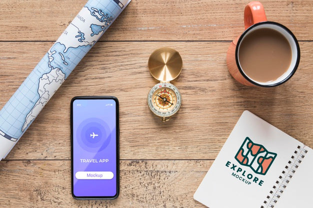 Travel Concept With Phone Mockup Psd