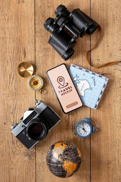 Travel Concept With Phone Mockup Psd