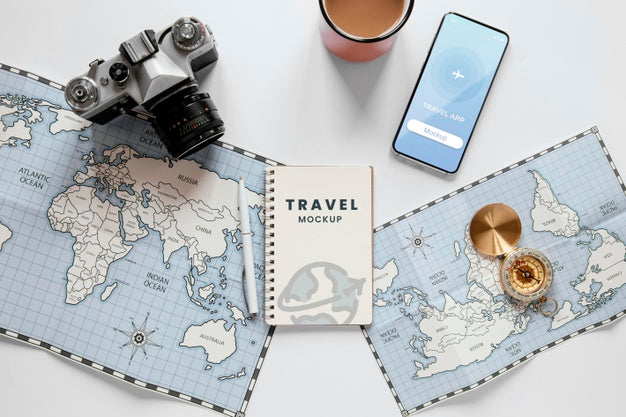 Travel Concept With Phone Mockup Psd