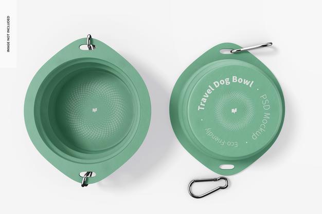 Travel Dog Bowls Mockup, Top View Psd
