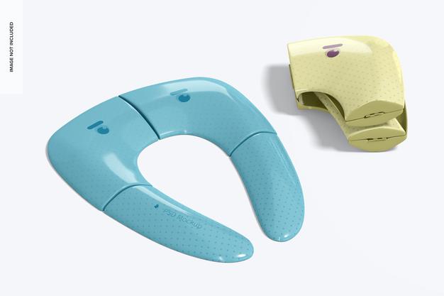 Travel Folding Potty Seat Mockup, Opened And Closed Psd