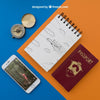 Travel Items With Notepad Psd