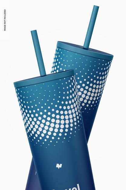 Travel Mug Cup Mockup, Close Up Psd