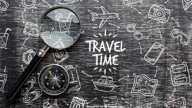 Travel Time Message On Monochrome Draw Psd