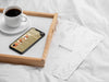 Tray With Cup Of Coffee And Mobile Psd