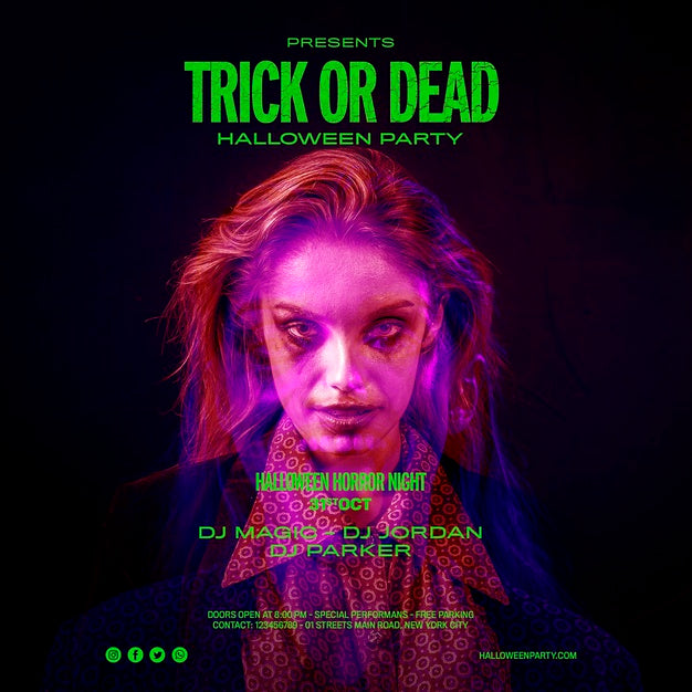 Trick Or Treat Halloween Party Portrait Girl Psd