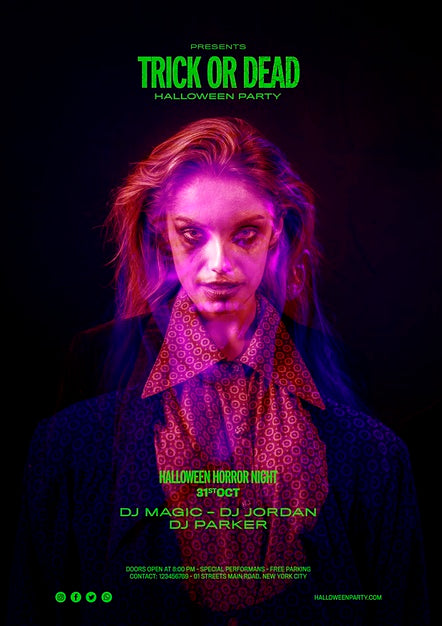 Trick Or Treat Halloween Party Woman Psd