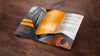 Trifold Brochure Mockup On Wooden Surface Psd