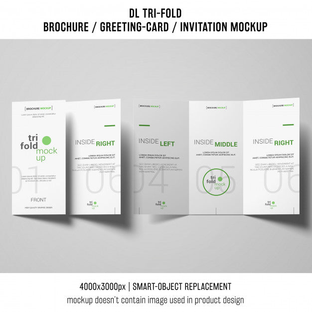 Trifold Brochure Or Invitation Mockup Concept Psd