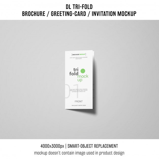 Trifold Brochure Or Invitation Mockup On Grey Background Psd